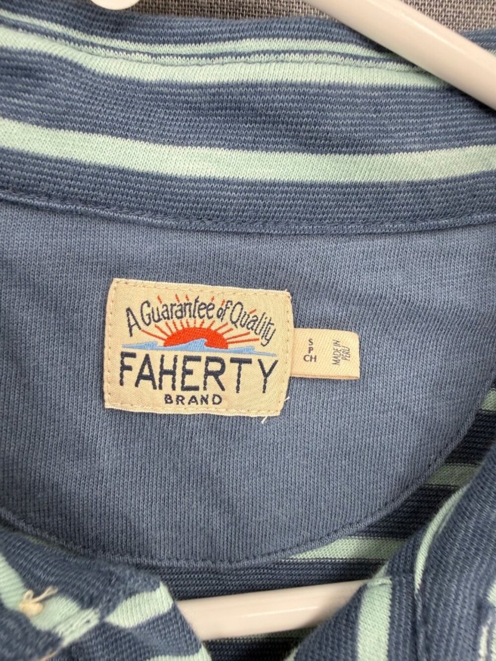 Faherty Movement Polo Shirt Mens S Blue Striped Short Sleeve Golf - Picture 4 of 7